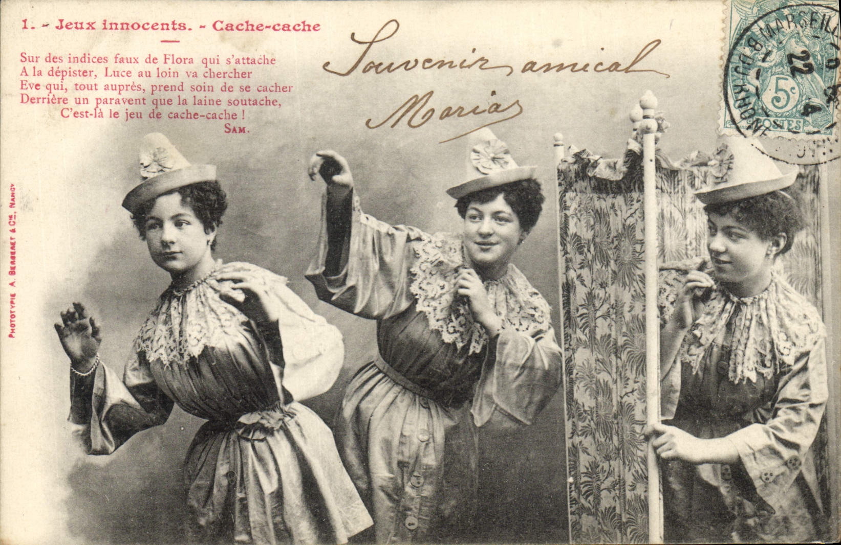 Jeux innocents - Cache-cache — Phototype A. Béguet & Cie, Nancy - Anverso