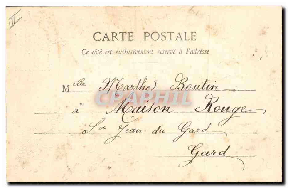 Scène de village — Il pleut Bergère — éditeur A. Vassaret, n° IV — Rückseite