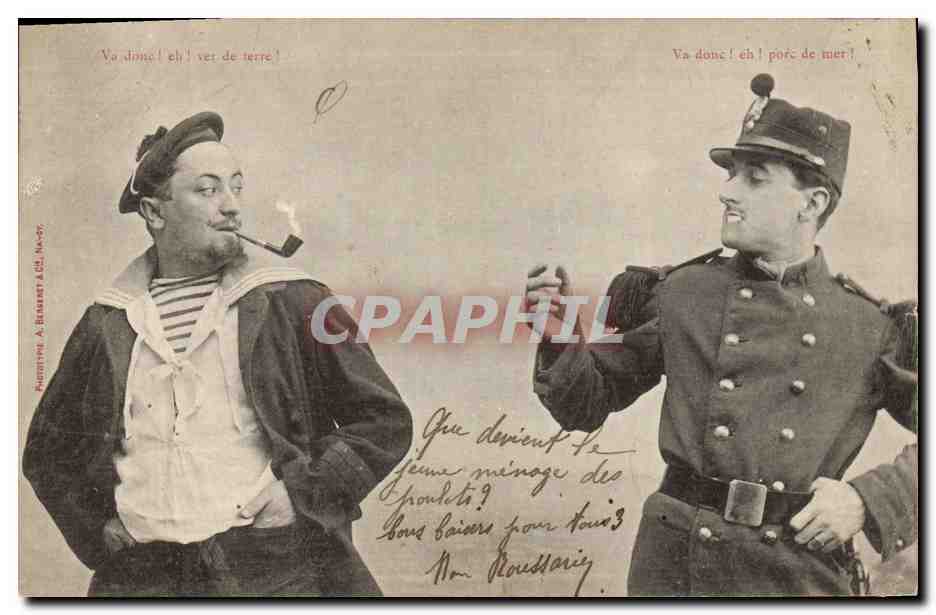 CPA Fantaisie Marin Soldat Militaria 