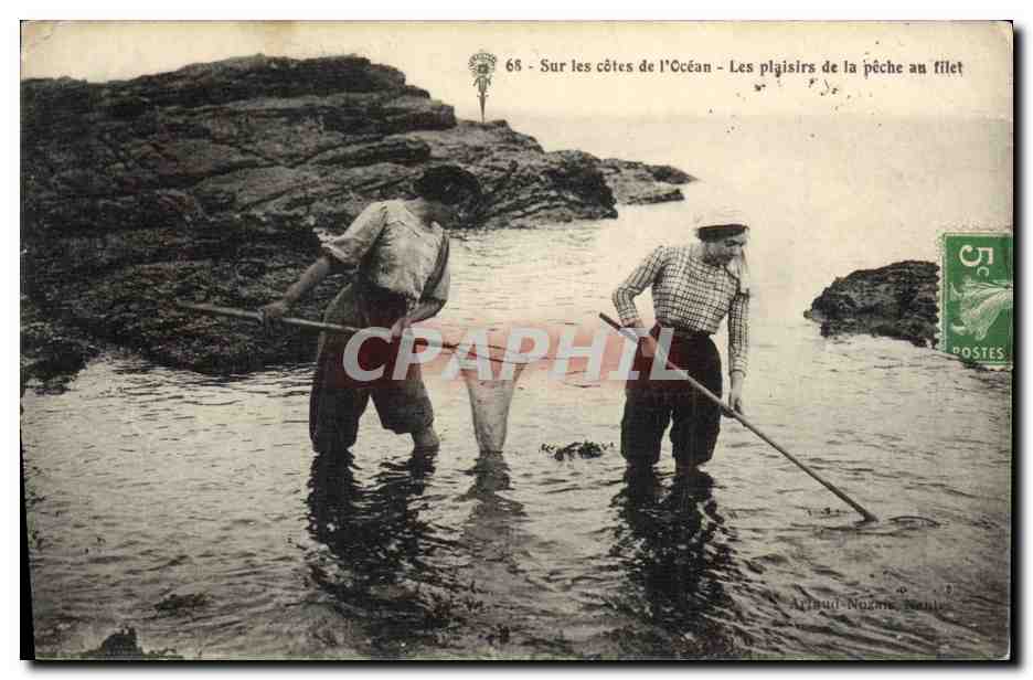 CPA Peche Sur les cotes de l'Ocean Les plaisirs de la peche au filet
