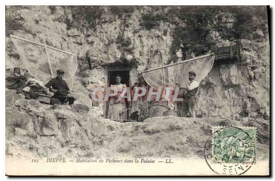 Dieppe — Habitation de Pêcheurs dans la Falaise — LL. n°103