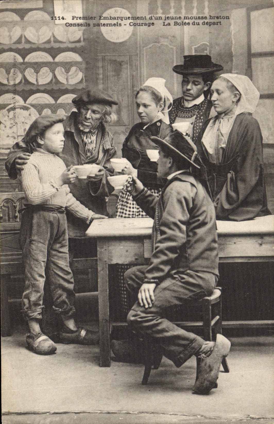 Premier Embarquement d'un jeune mousseline - Courage - La Bolée du départ — Collection N. V. Goujard, n° 1114