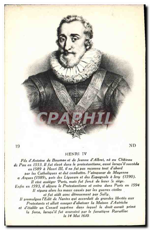 Henri IV — portrait gravé — éditeur Moutet, Paris