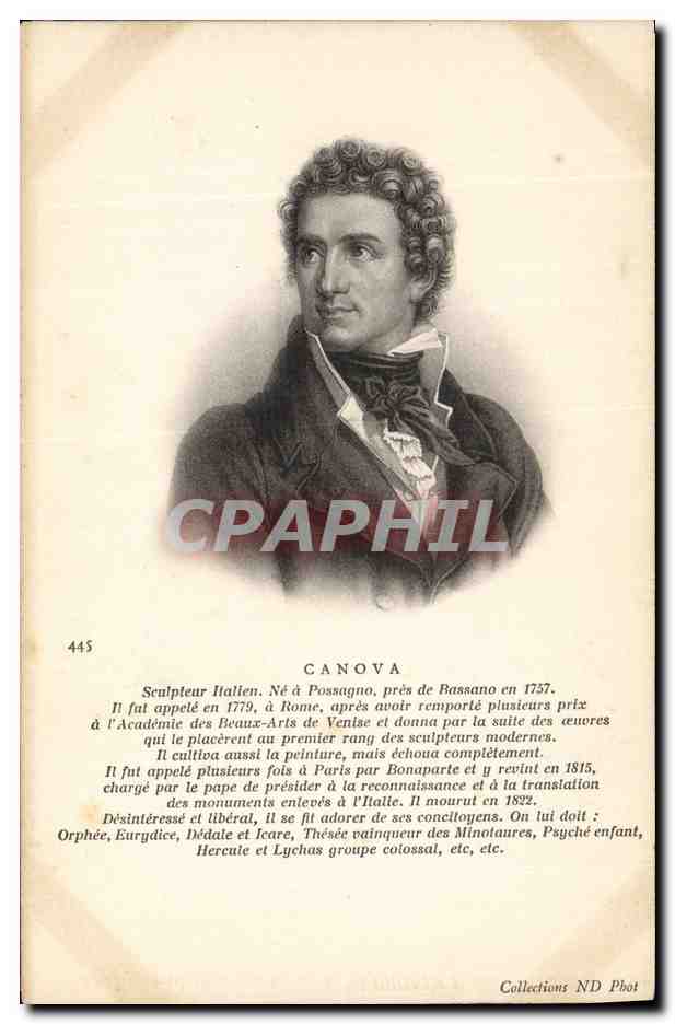 Canova — Sculpteur italien, né à Possagno en 1757 — Collections ND Phot