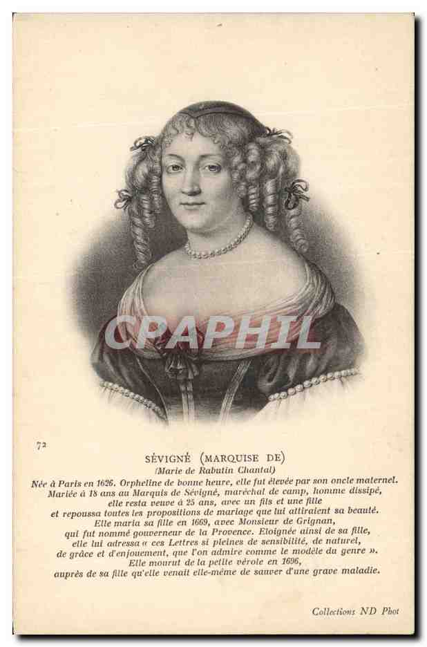 Marie de Rabutin-Chantal, marquise de Sévigné — portrait gravé — Collections ND Phot, n°72