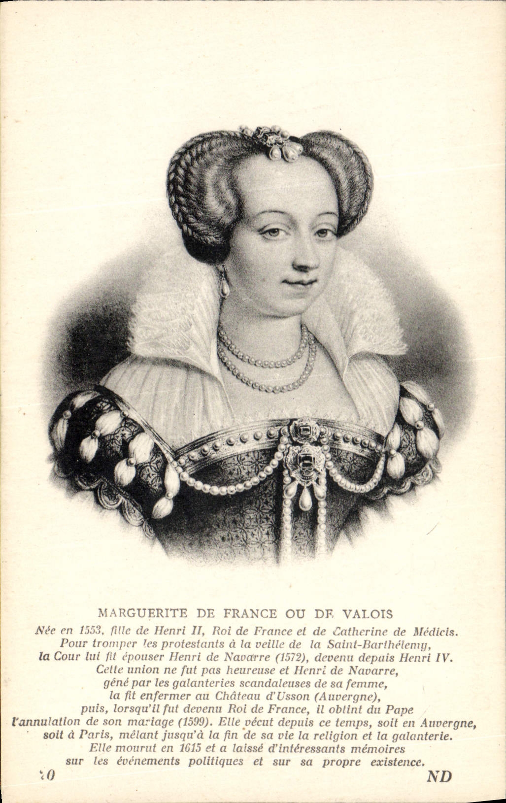 Marguerite de France ou de Valois — portrait gravé — CPAPHIL