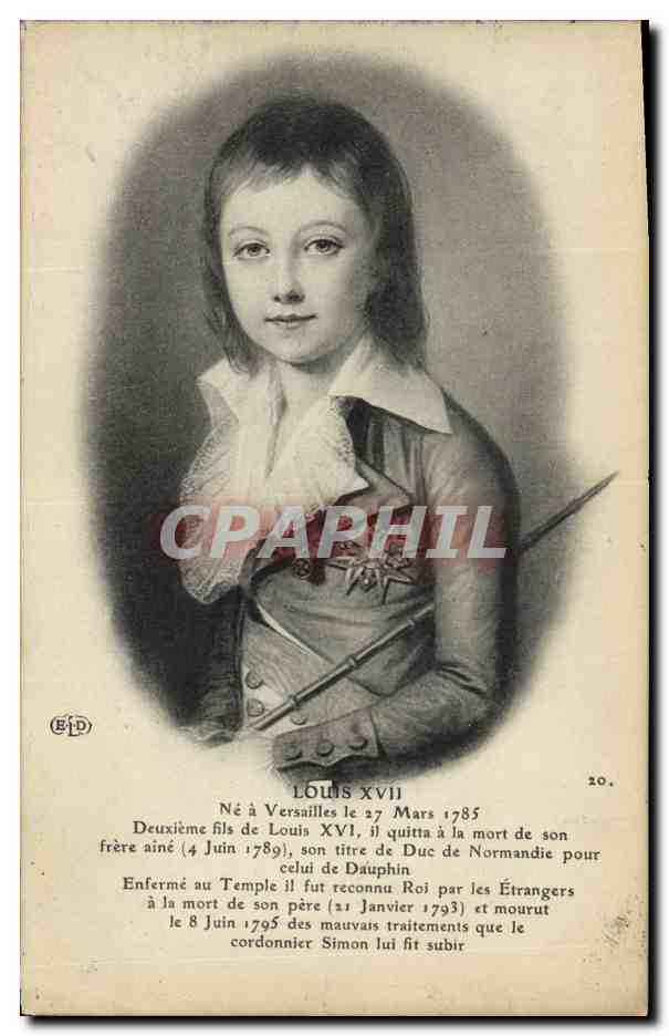 Louis XVII — Deuxième fils de Louis XVI, portrait gravé — Éditeur ELD, n° 20