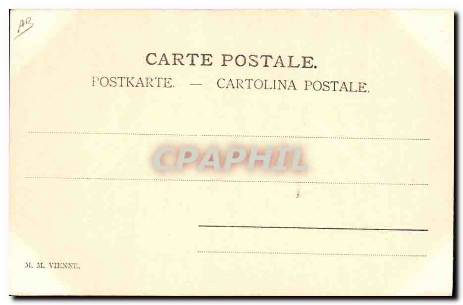 Chasse à courre — cavaliers en tenue rouge et chiens de chasse — M. M. VIENNE — Verso