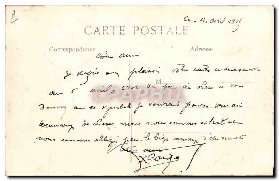 CPA Militaria Ribecourt Campement de Spahis Marocains — Verso