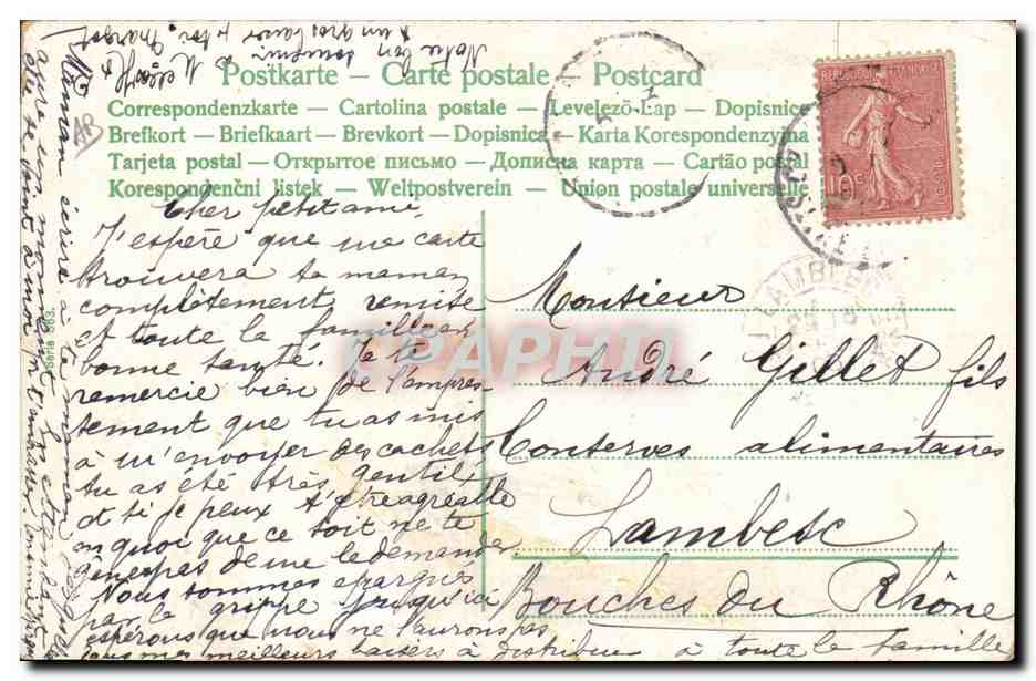 CPA Fantaisie Enfant Bebe Automobile Ane Mule — Rückseite