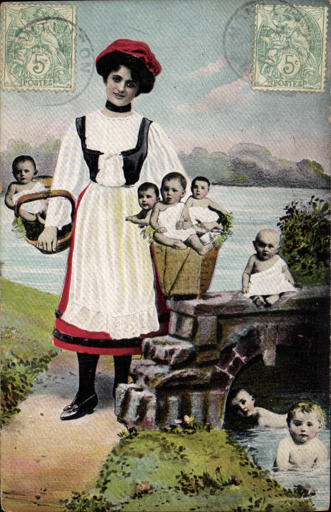 CPA Fantaisie Enfant Bebe Femme