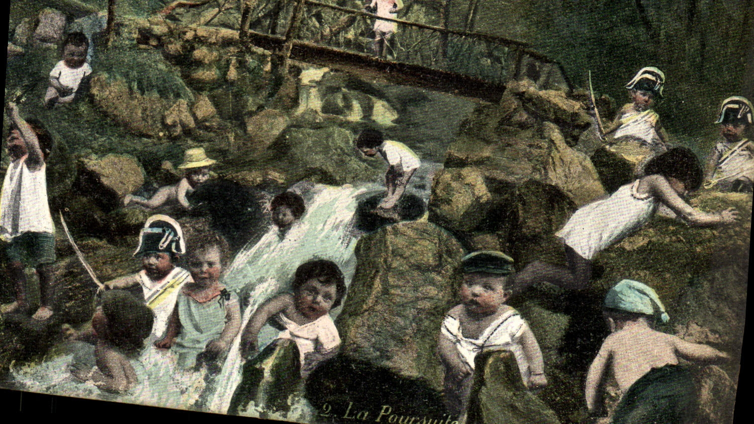 CPA Fantaisie Enfant Bebe La poursuite