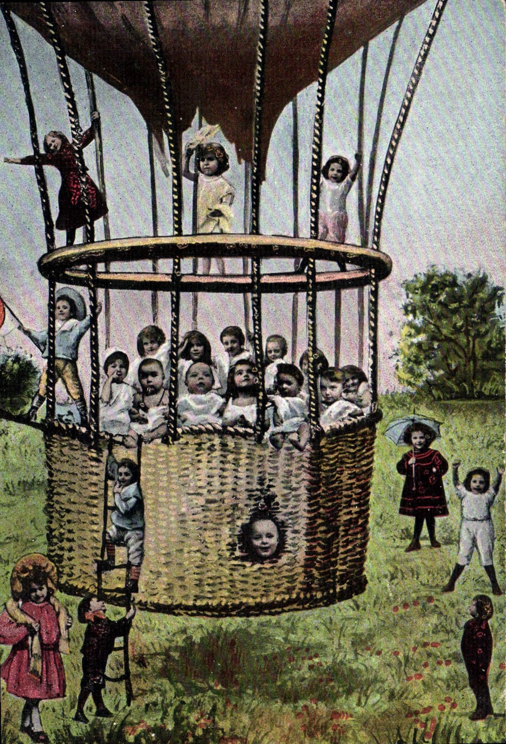 CPA Fantaisie Enfant Bebe Montgolfiere