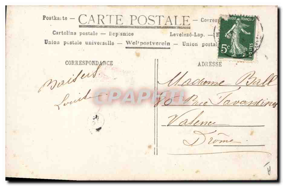 Martha de Villèle — Portrait féminin en robe rose — Éditeur : Martha de Villèle, n° 0515 — Verso