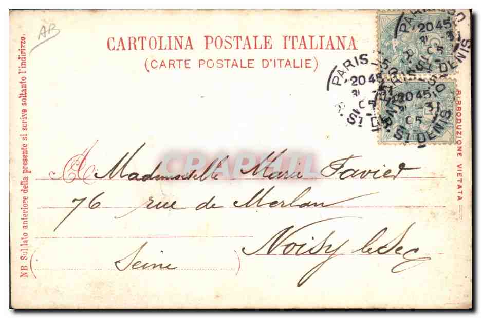 Trois femmes en costumes de reines — Rosina Ferro, Ianne Troupel, Maria Nulli — éditeur L. Comerio, Milan — Achterkant