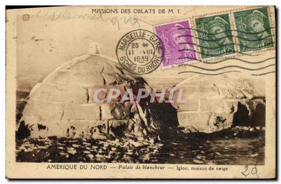 CPA Polaire Amerique du Nord palais de blancheur Iglou Maison de neige