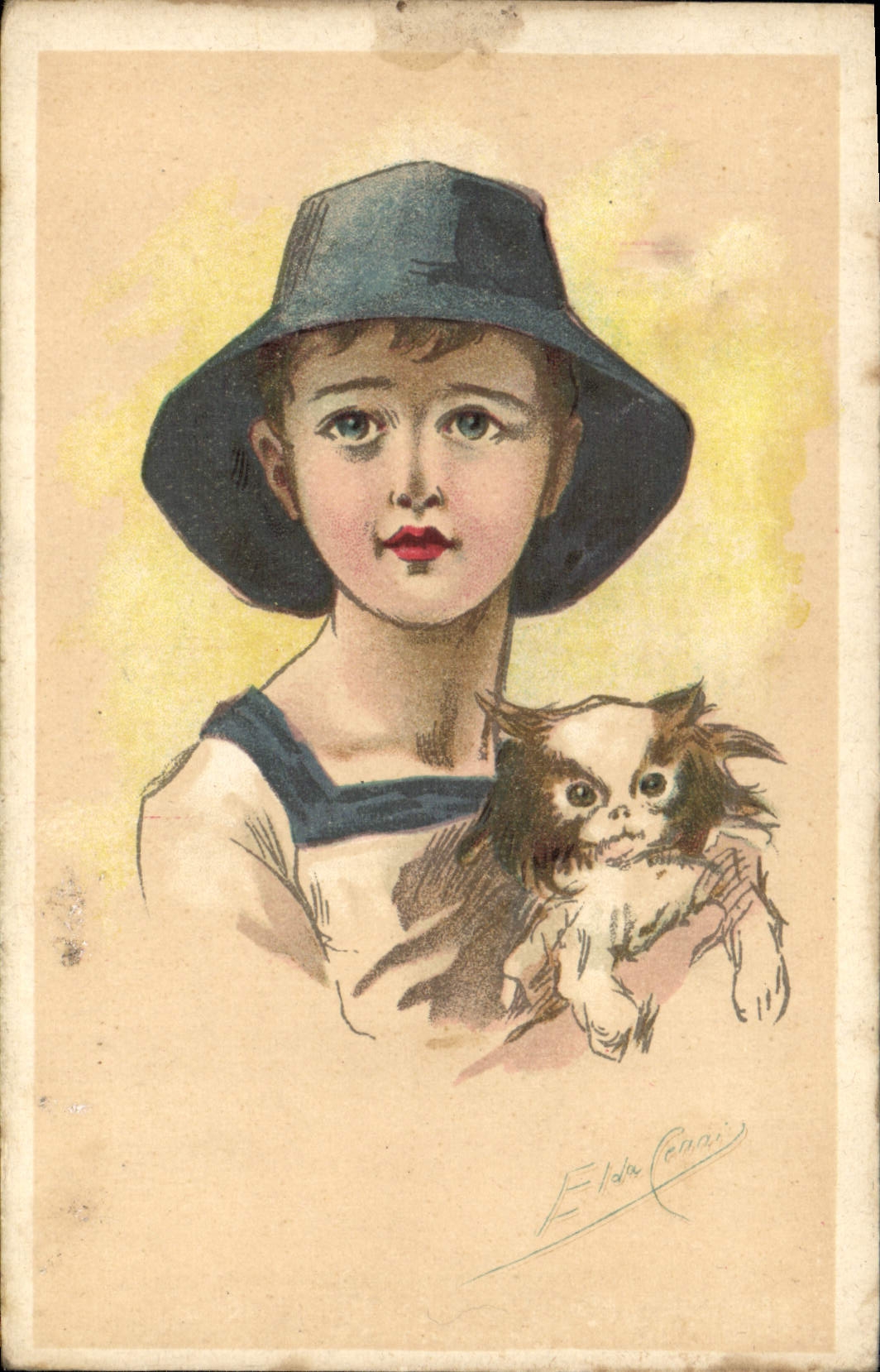 CPA Fantaisie Illustrateur Enfant Chein 