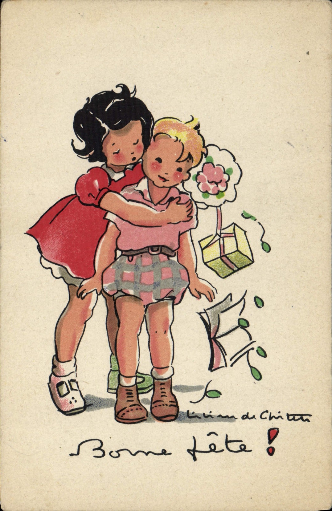 CPA Fantaisie Illustrateur Enfants Bonne fete 