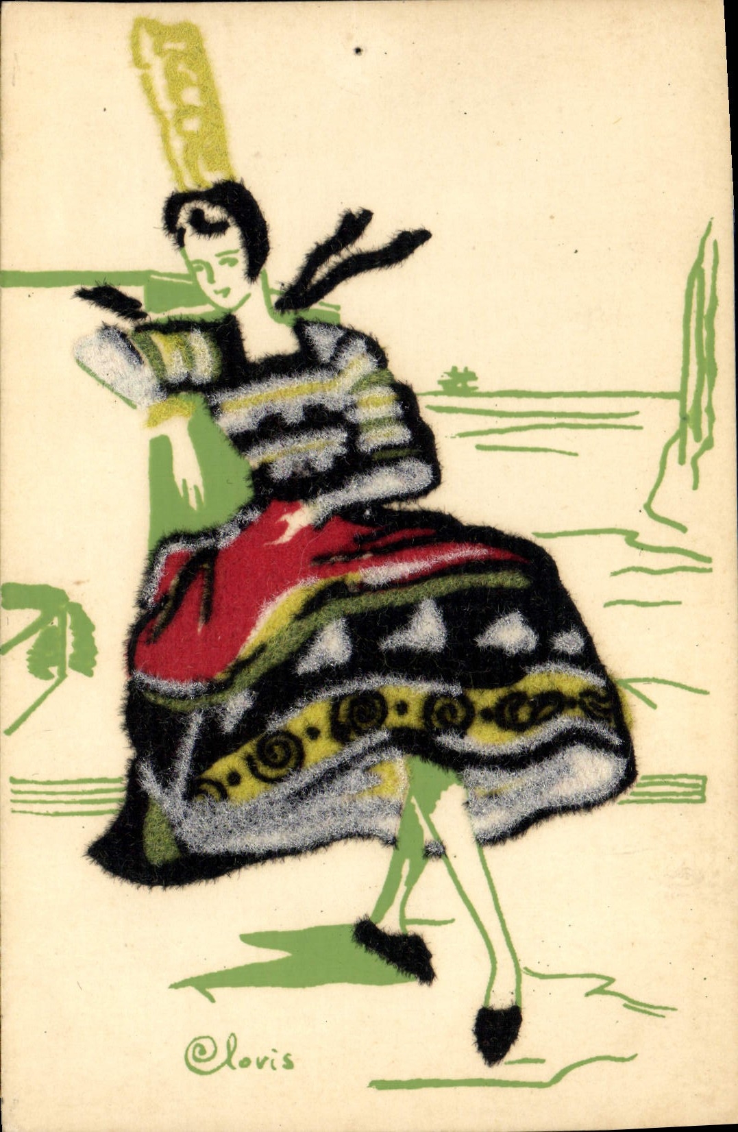 CPA Fantaisie Illustrateur Femme Bretagne (décor en tissu)