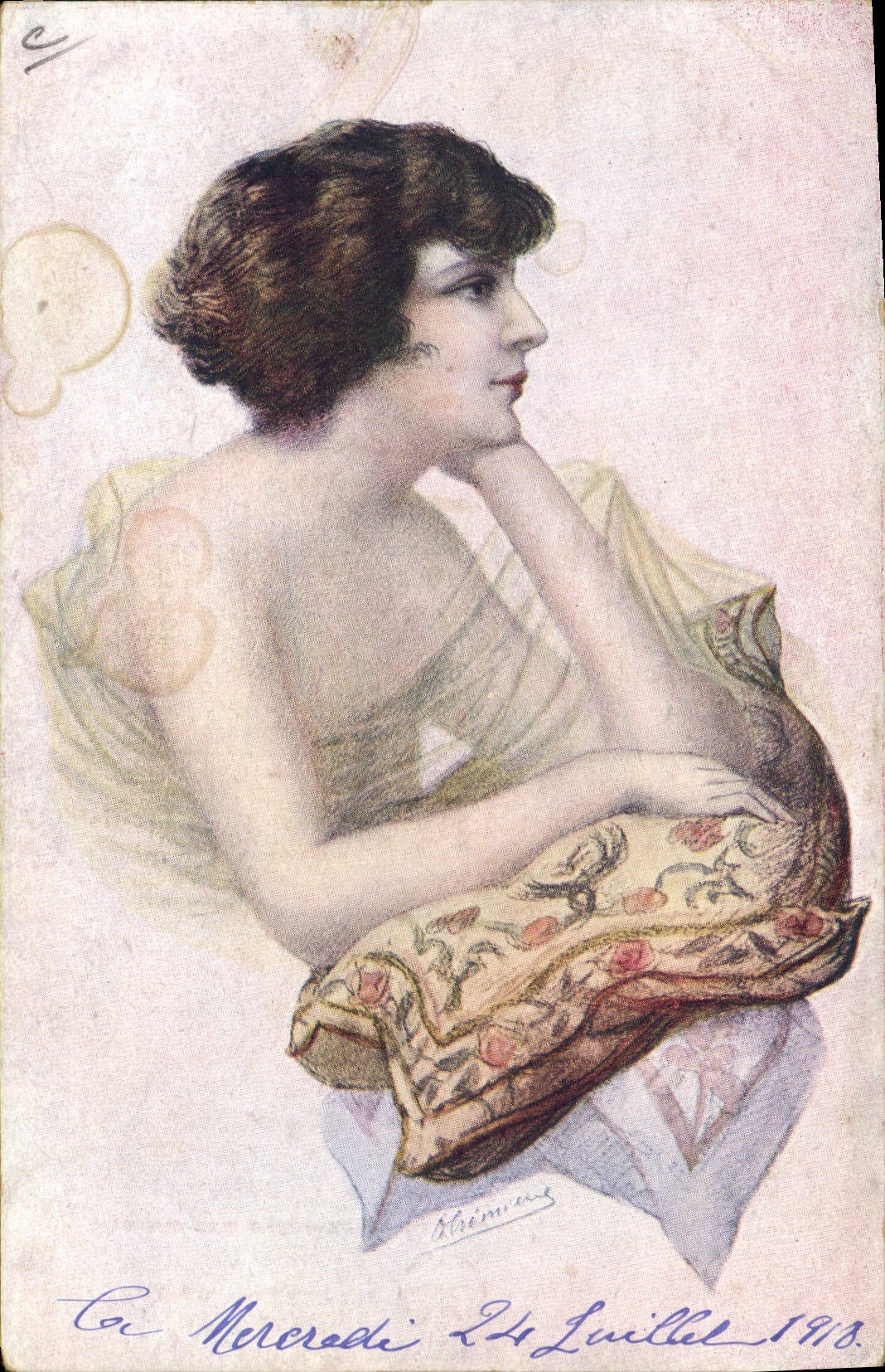 CPA Fantaisie Illustrateur Femme 