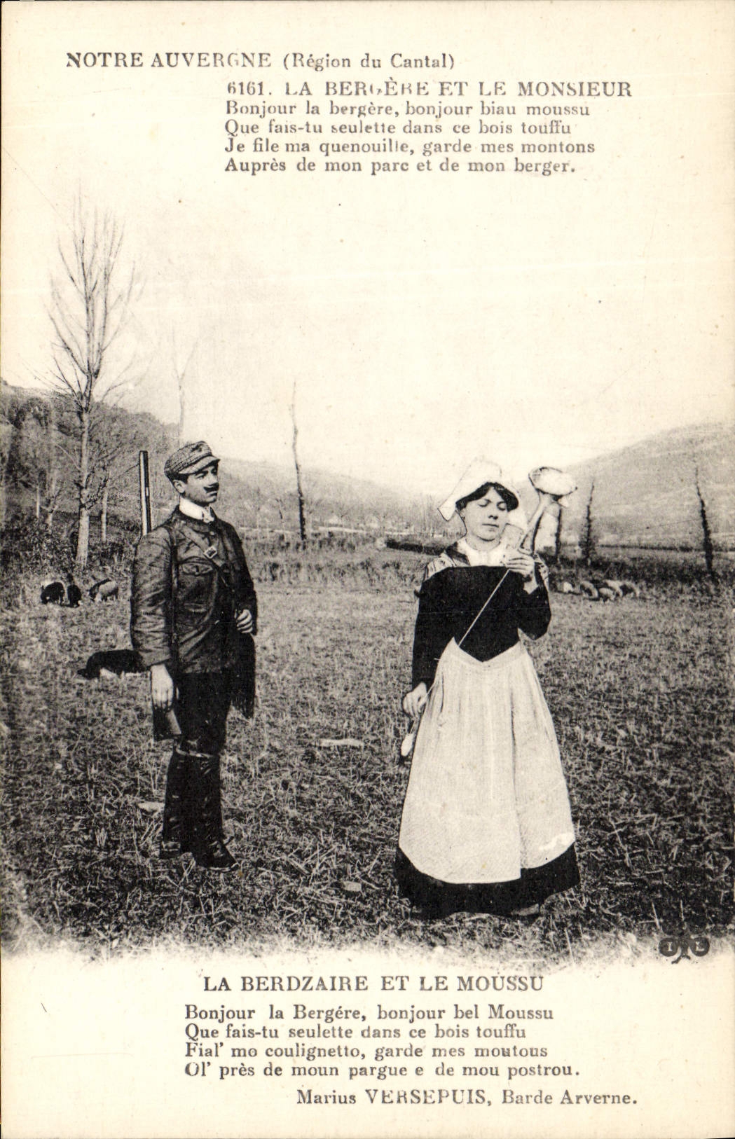 CPA Folklore Auvergne Region du Cantal La Berdzaire et le Moussu