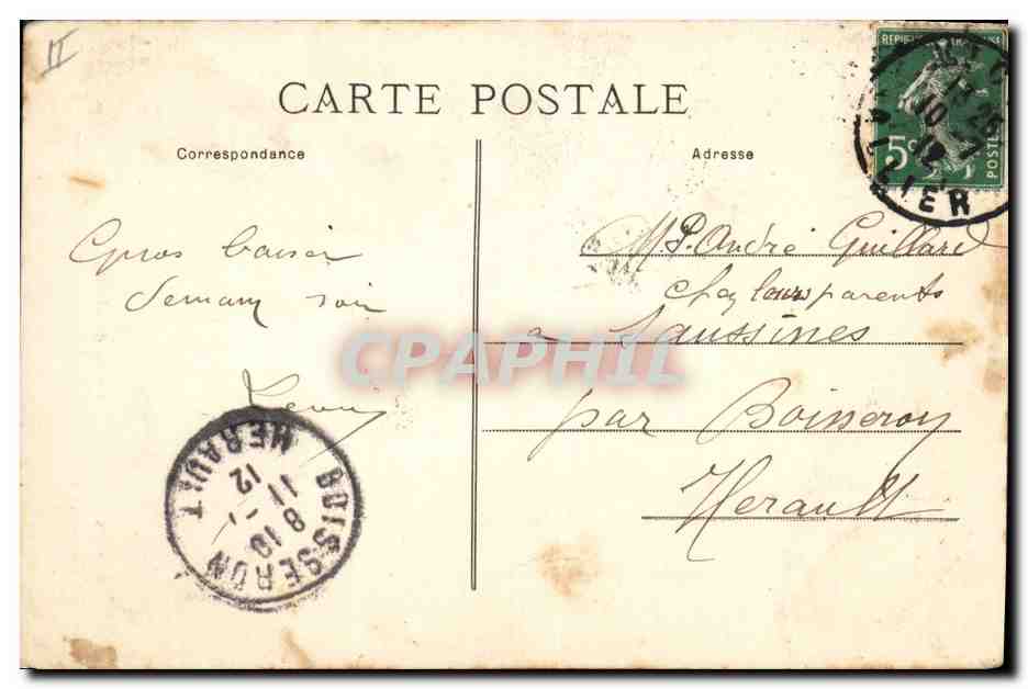 CPA Folklore Le Bourbonnais Lecon de Vielle — Verso