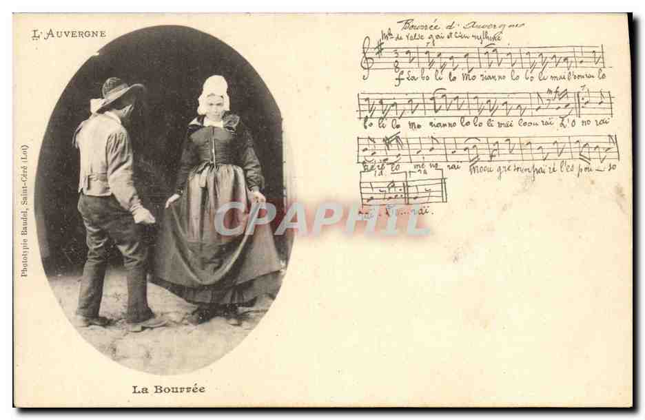 CPA Folklore Auvergne la Bourree