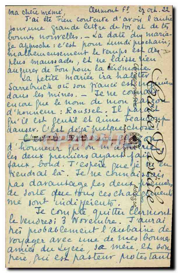 CPA Folklore Auvergne Interieur d'une maison auvergnate — Verso