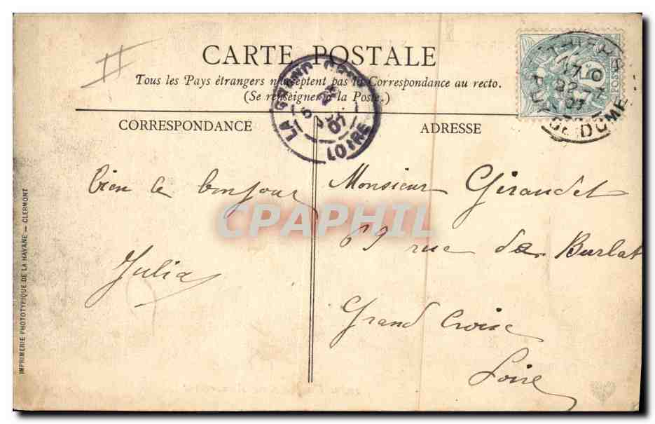 CPA Folklore Auvergne Un bapteme Auvergnat — Verso
