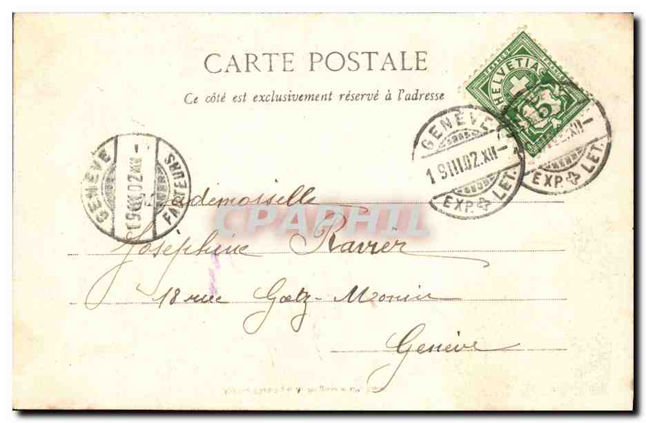 Pierrot père de famille — scène nocturne étoilée — Édition Phototypie A. Dorgeret et Cie, Sancerre — Reverso