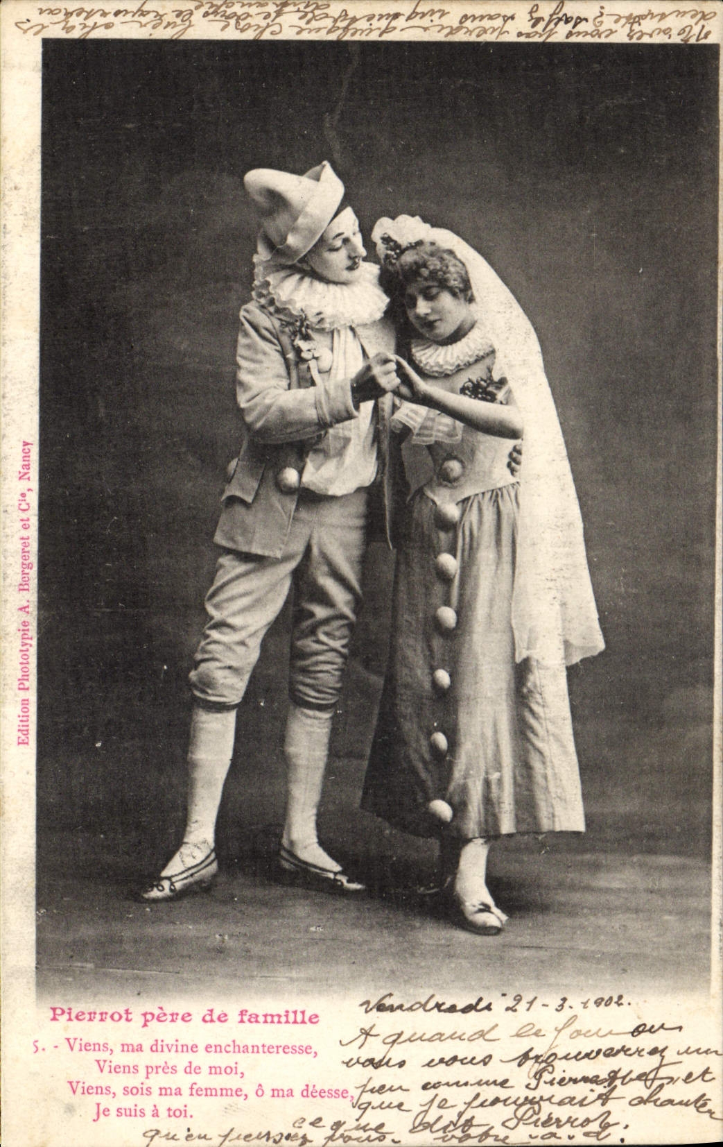 Pierrot père de famille — scène de théâtre — Edition Phototype A. Jorgere et Cie, Nancy