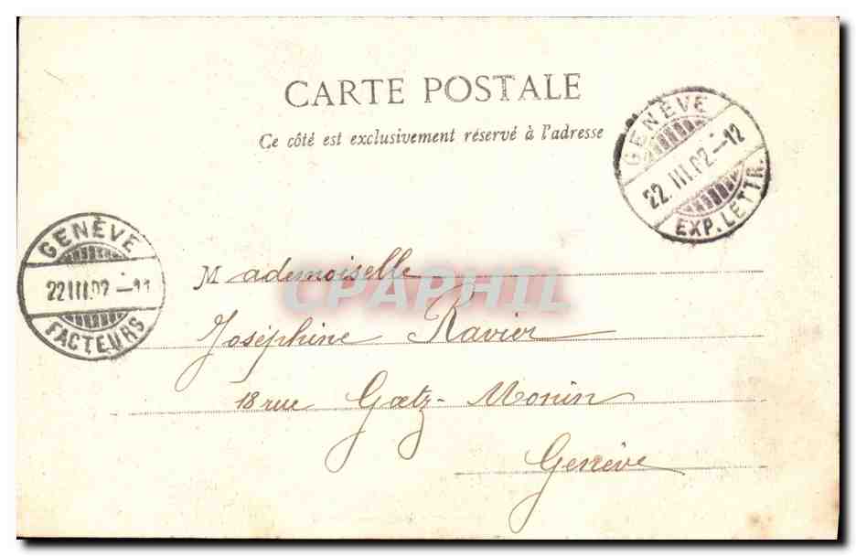 Pierrot père de famille — scène de théâtre — Édition Phototypie A. Bergener et Cie, Nancy — Verso