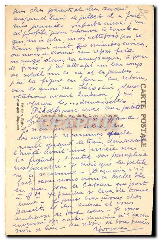 Quiberon (Morbihan) — Bigoudènes et Pêcheurs sardiniers — Gaby — Verso
