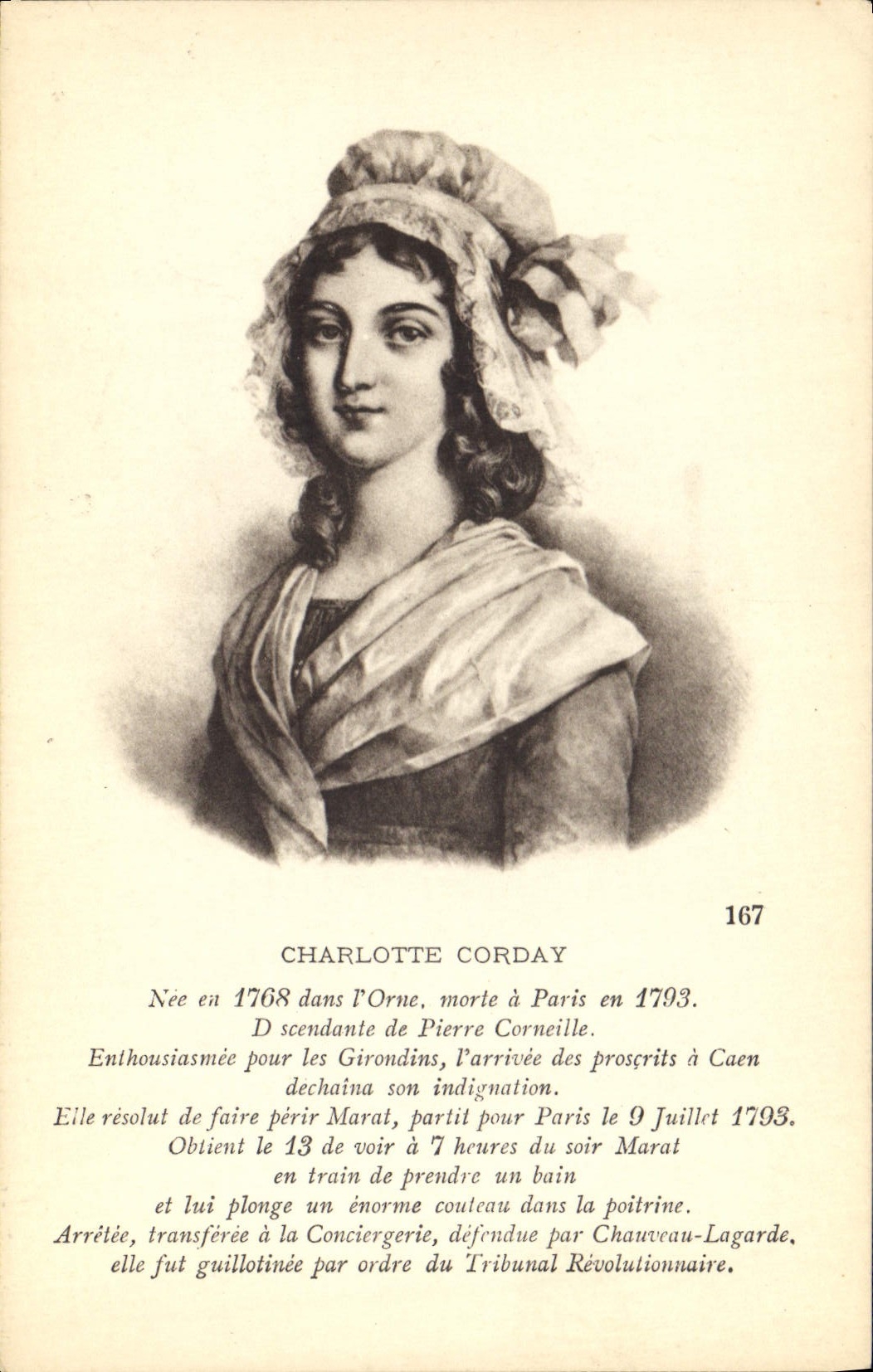 Charlotte Corday — Portrait — Éditeur S. S. Paris, n° 167