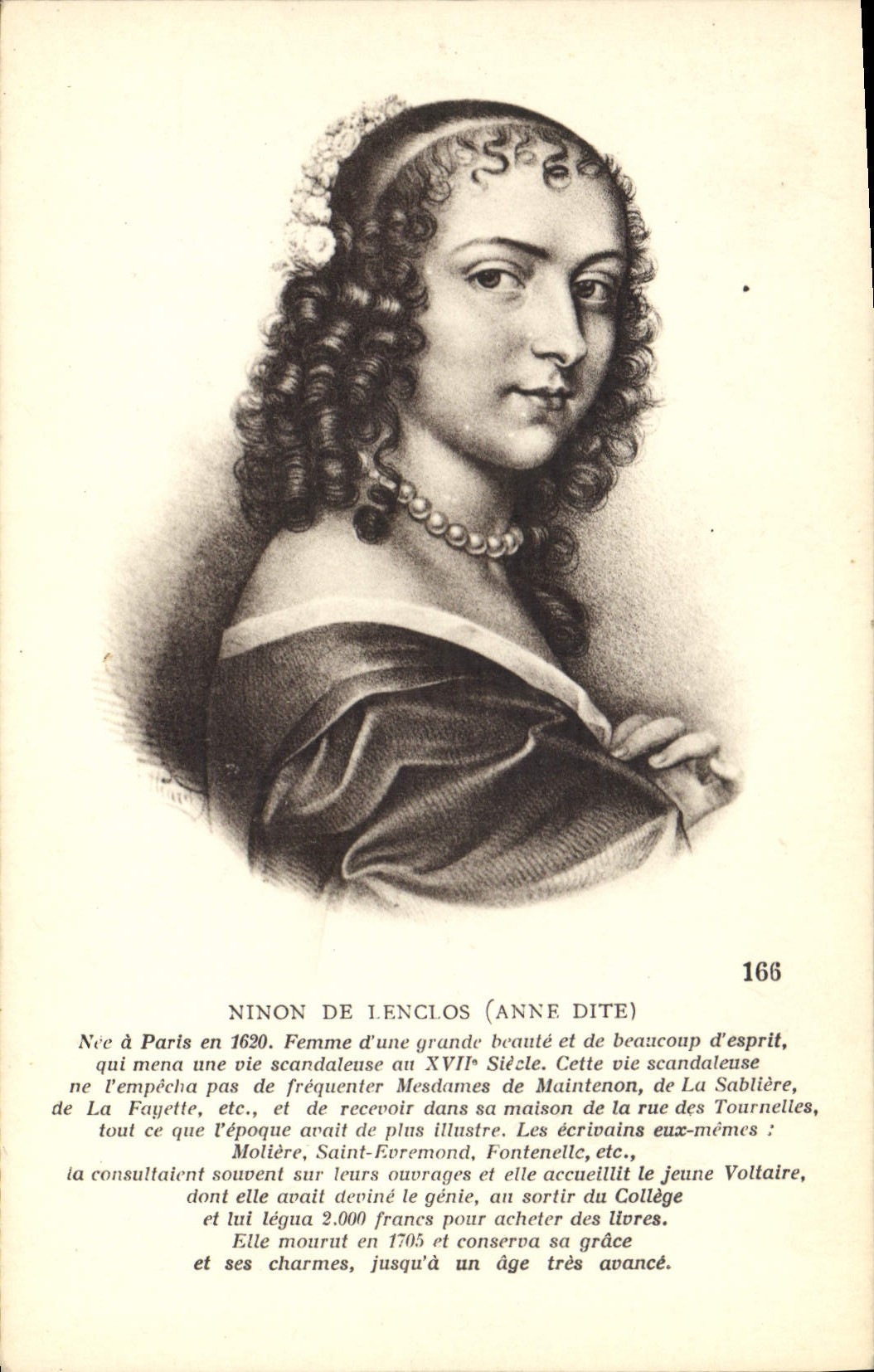 Ninon de Lenclos (Anne dite) — portrait gravé — Collection CPAPHIL