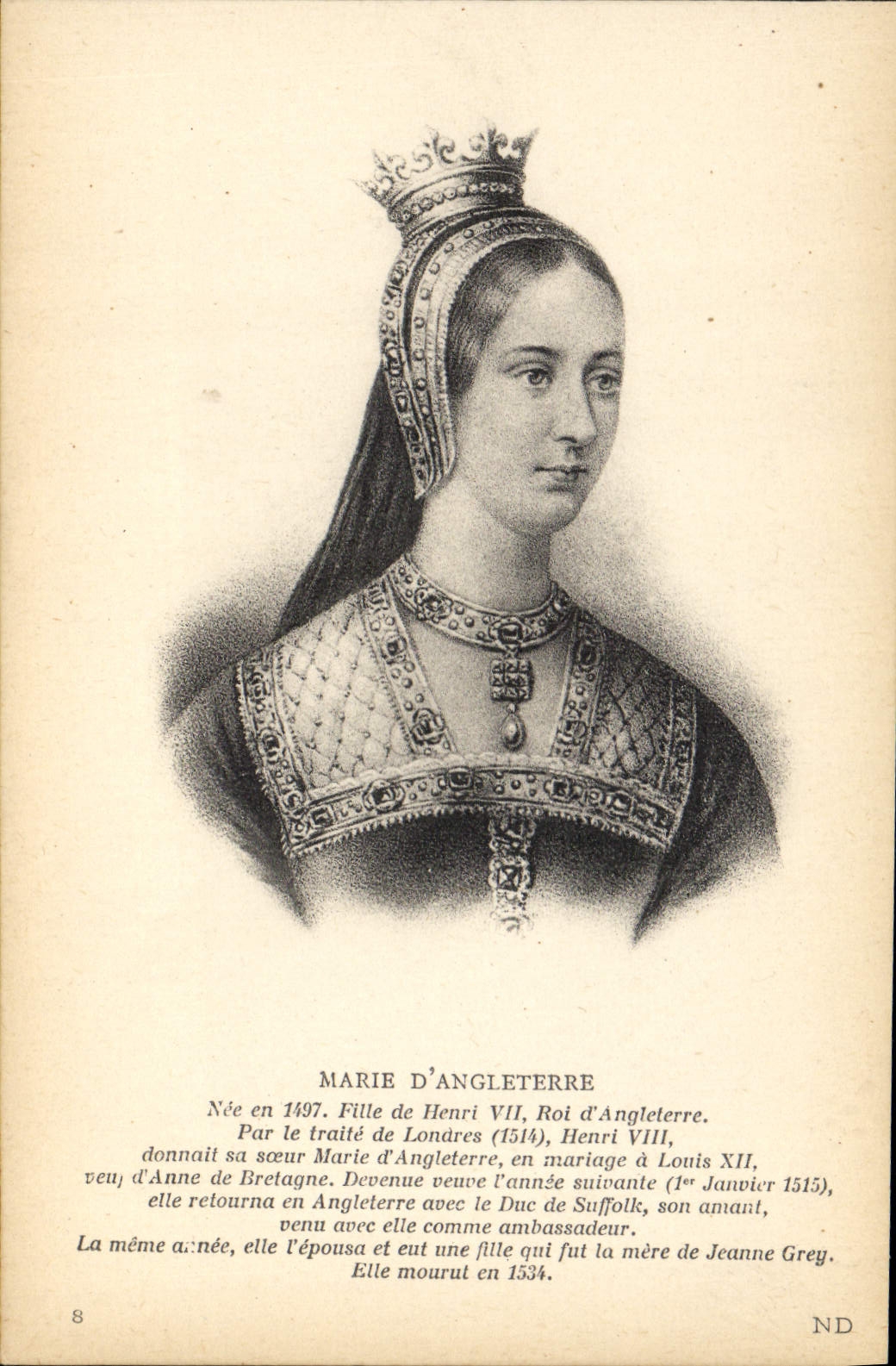 Marie d'Angleterre — portrait gravé — éditeur ND, n°8