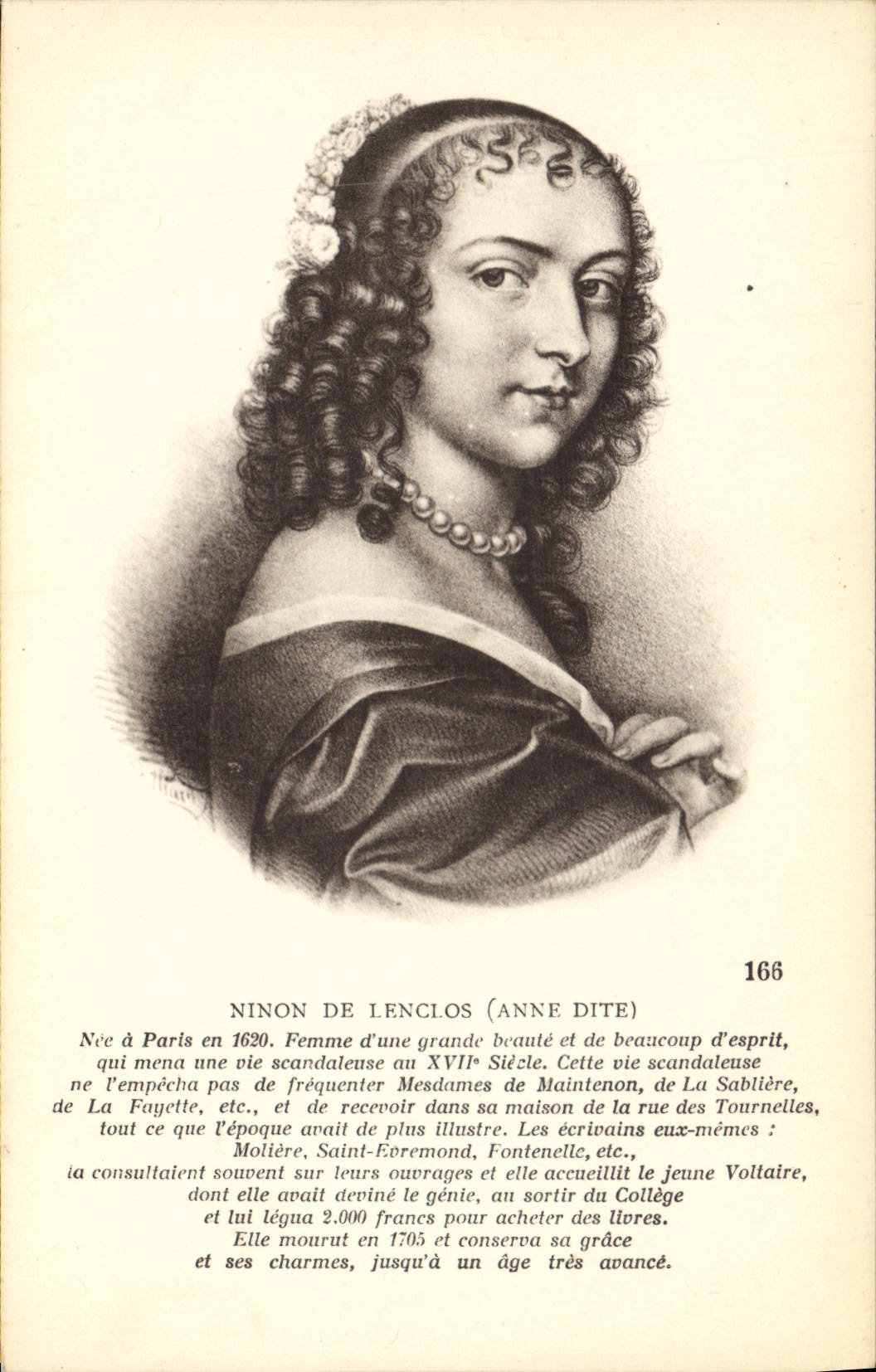 Ninon de Lenclos (Anne dite) — portrait gravé — Collection d'Art d'Histoire P.S. Paris, n°166
