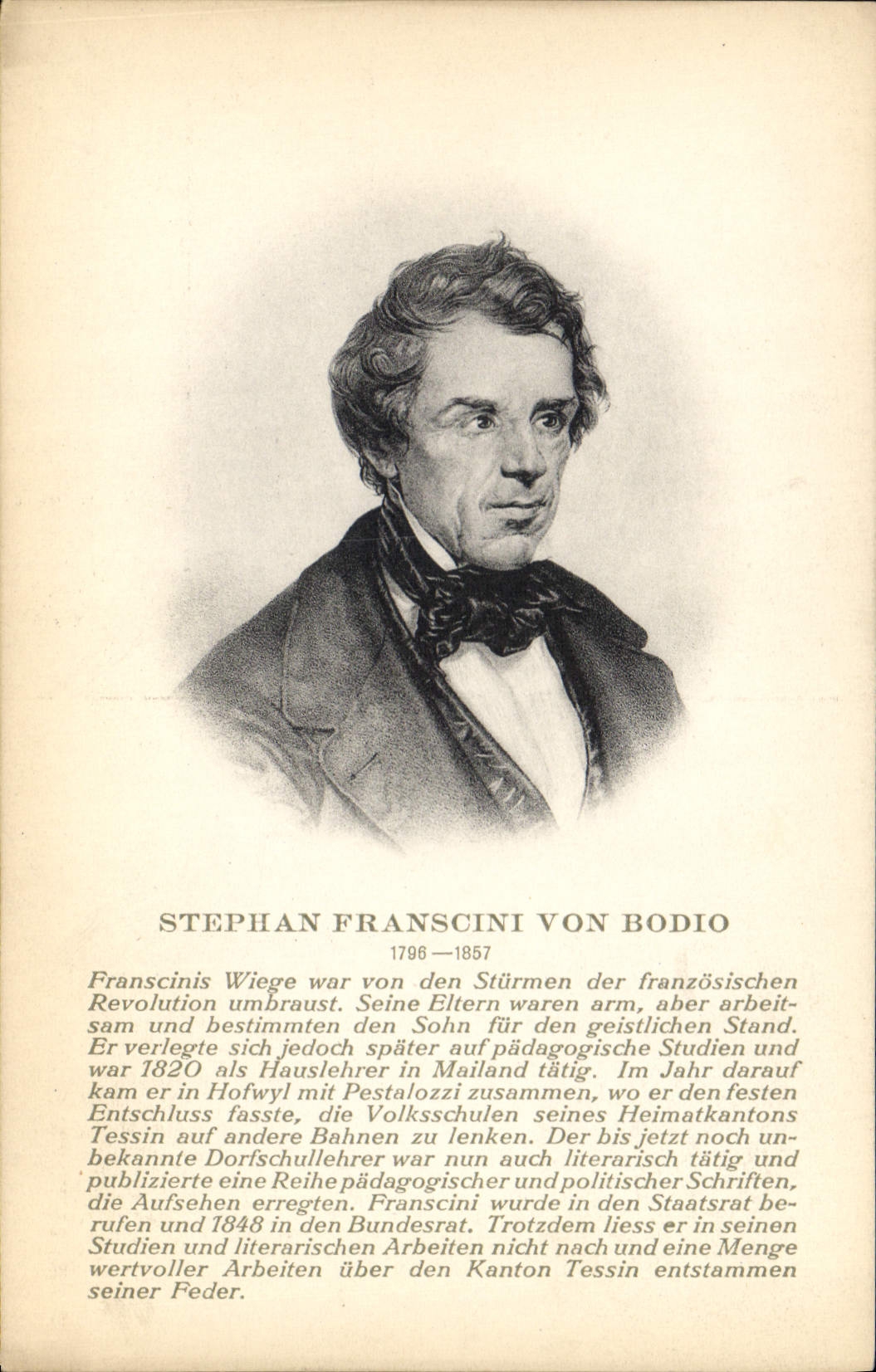 Stephan Francini von Bodio — 1796-1857 — Edition Photo Franco-Suisse, Bern