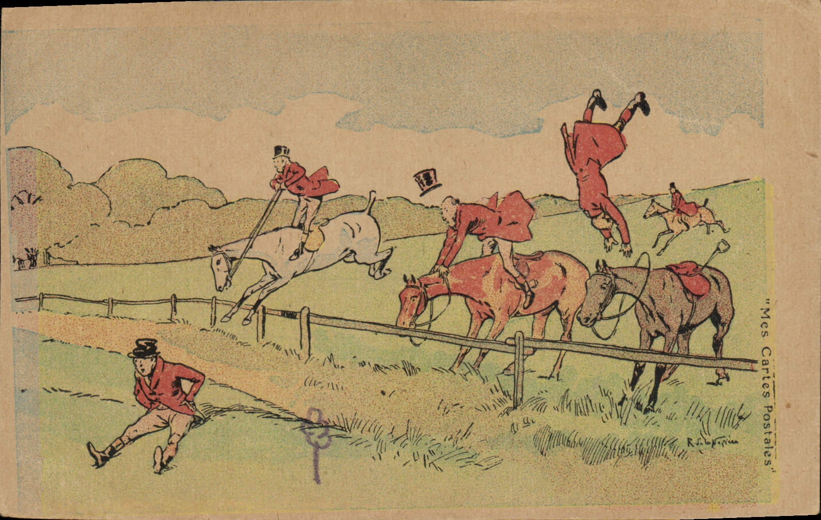 Chasse à cheval — saut d'obstacles — 'Mes Cartes Postales' n° 134