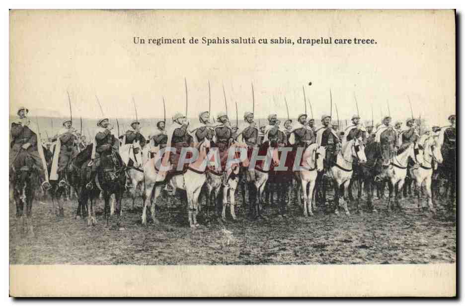 Un régiment de Spahis salutant cu sabia, drapelul care trece — Édition non identifiée