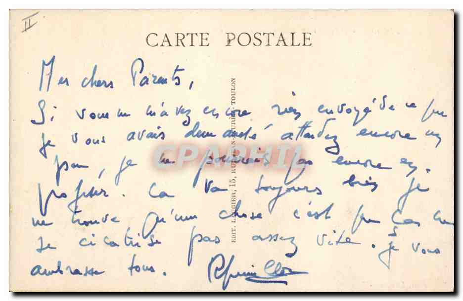 CPA Militaria Sante Toulon Hopital Ste Anne pavillon des Bains — Rückseite