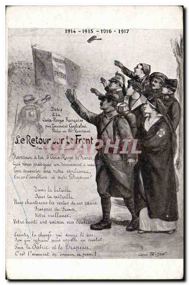 CPA Militaria Sante Le retour sur le front