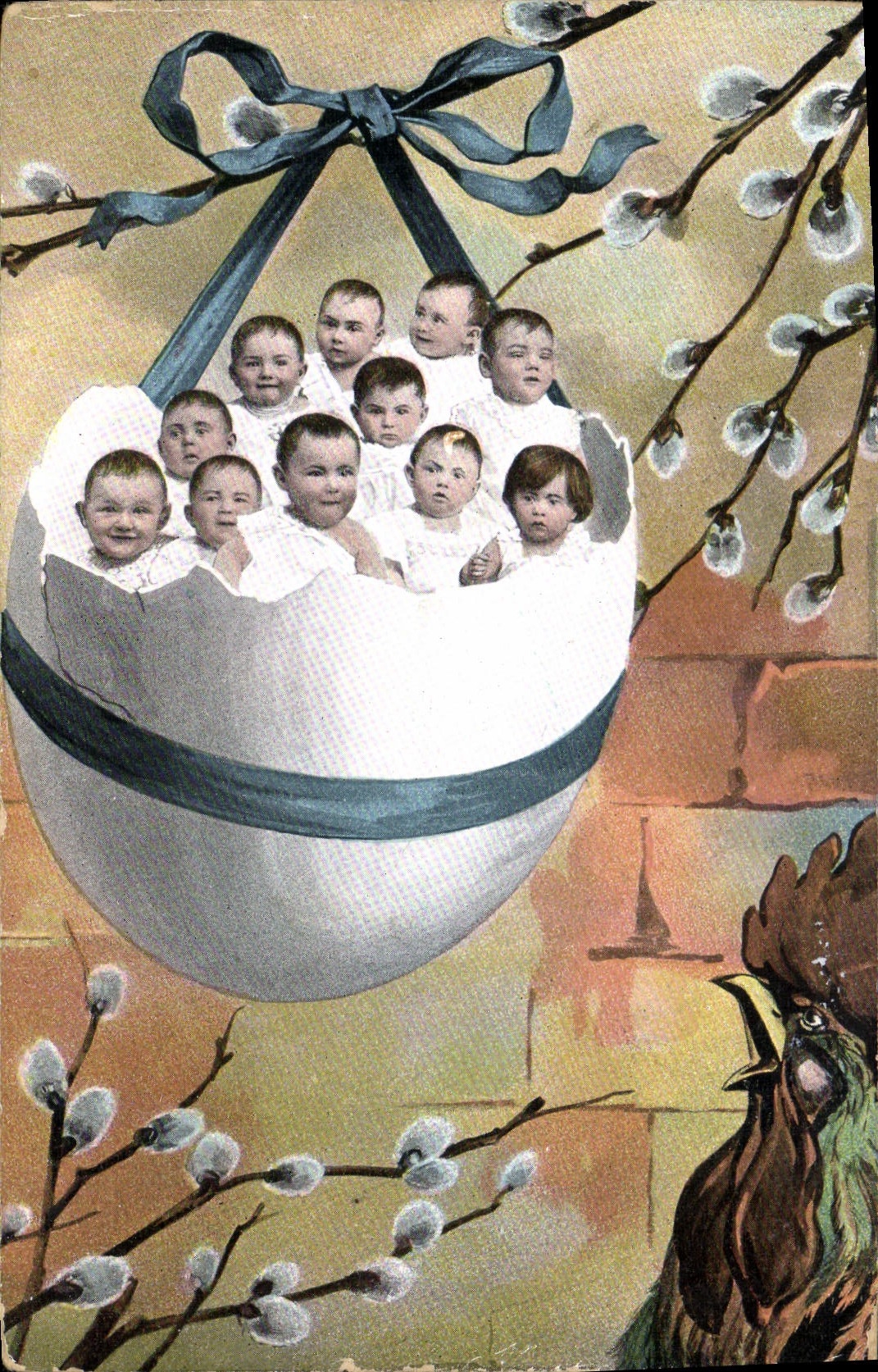 CPA Fantaisie Enfant Bebe Oeuf
