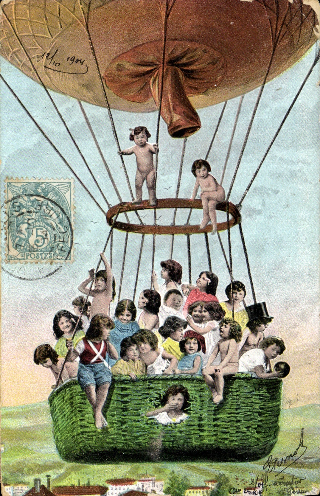 Kinder in einem Ballon — Illustration — Serie 320, Verlag Weltpostverein