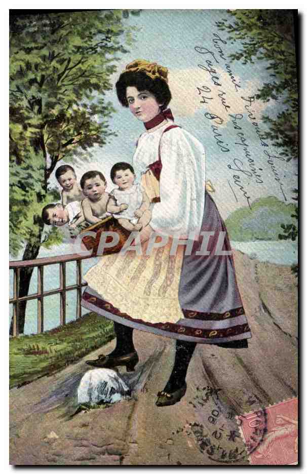 Femme avec enfants — scène de jardin — éditeur non visible