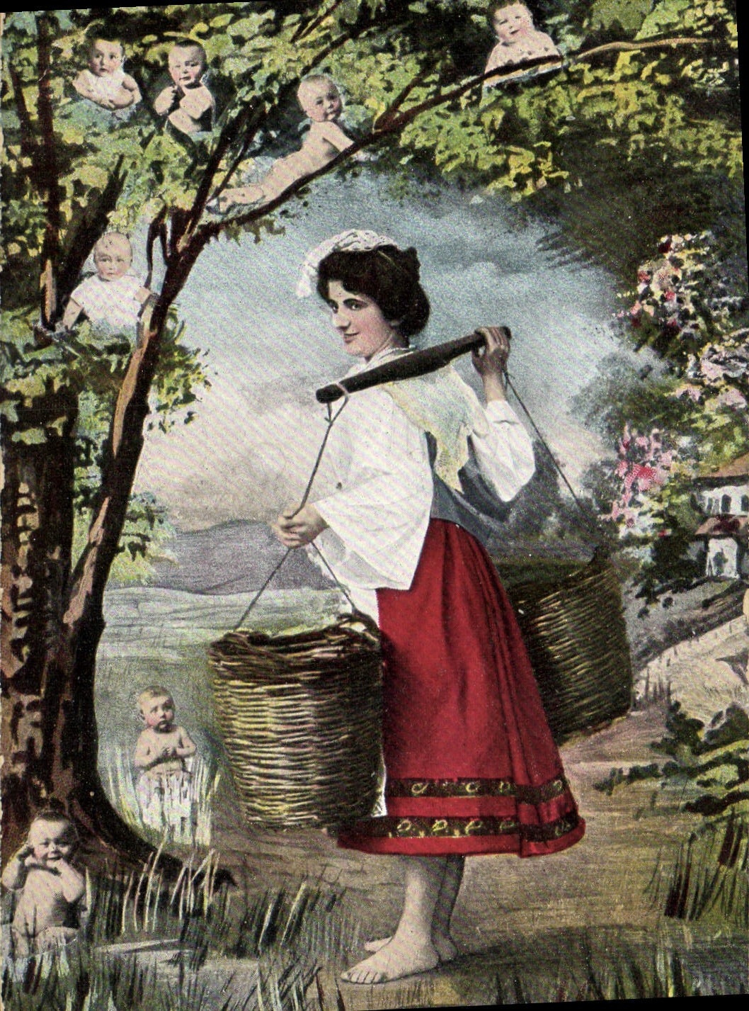 CPA Fantaisie Enfant Bebe Femme