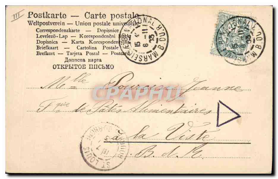 Femme en chapeau à volants — portrait — Sterli, n° 6377 — Achterkant