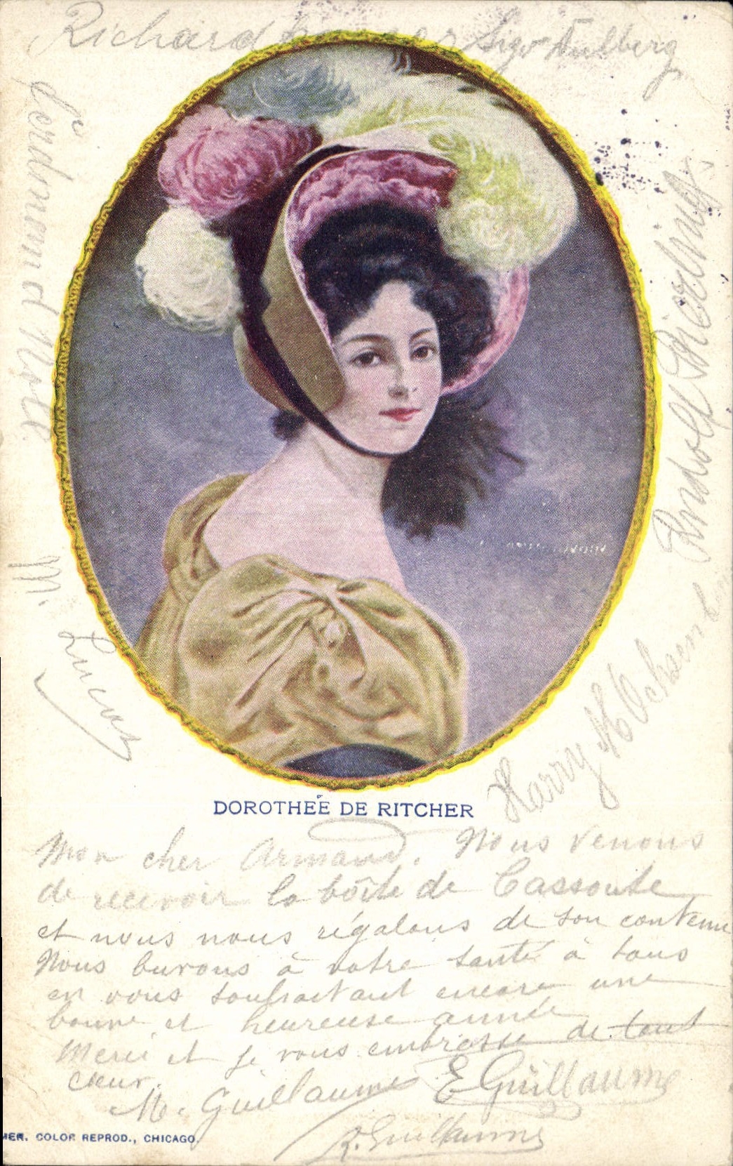 Dorothée de Ritcher — portrait féminin en costume d'époque — HER. COLOR REPROD., CHICAGO