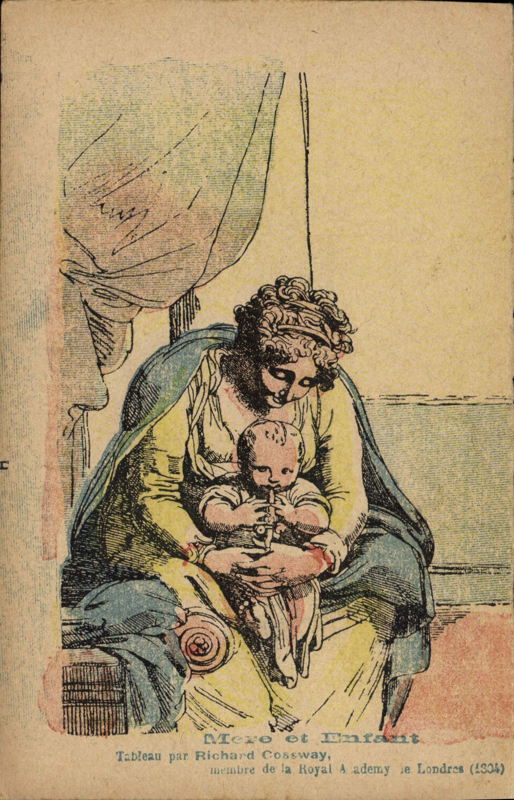 Mère et Enfant — Tableau par Richard Cossway, membre de la Royal Academy de Londres (1834)