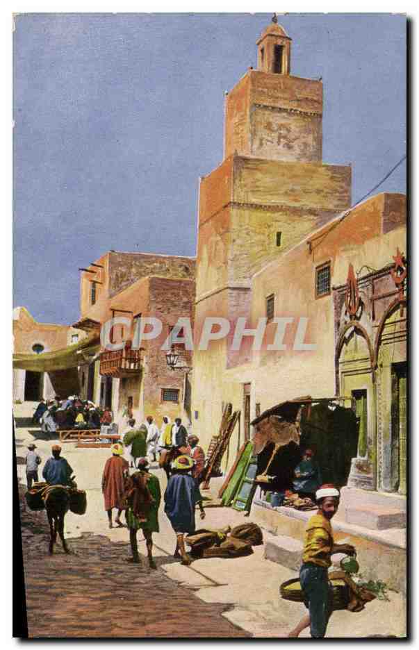 CPA Orientalisme Tunis Sfax Rue et mosquee